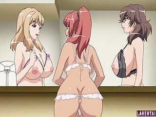 Drei riesige Titted Hentai babes