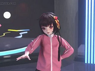 Ragazza carina che balla underbrush gonna e calze + spogliatoio graduale (hentai 3d)