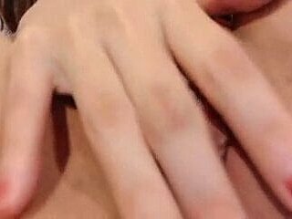 Chinese tolerant (20yo) makes pink pussy increased by chubby clit wet
