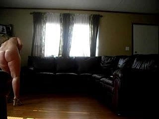 Yeah! Old woman cleans the house naked!