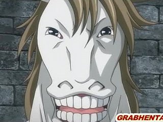 Hentai Puteri dengan bigboobs kejam fucked oleh raksasa kuda